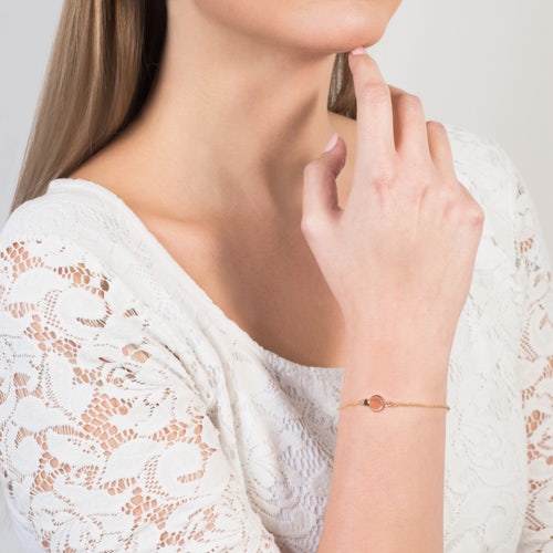 Bransoletka Savicki: srebrna pozłacana, różowe kocie oko